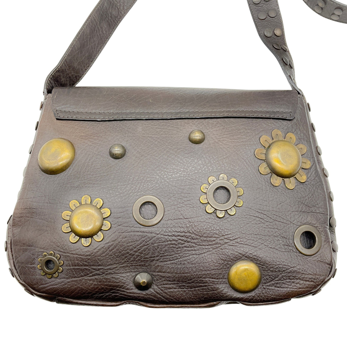 Marni Brown Leather Grommet Crossbody Bag