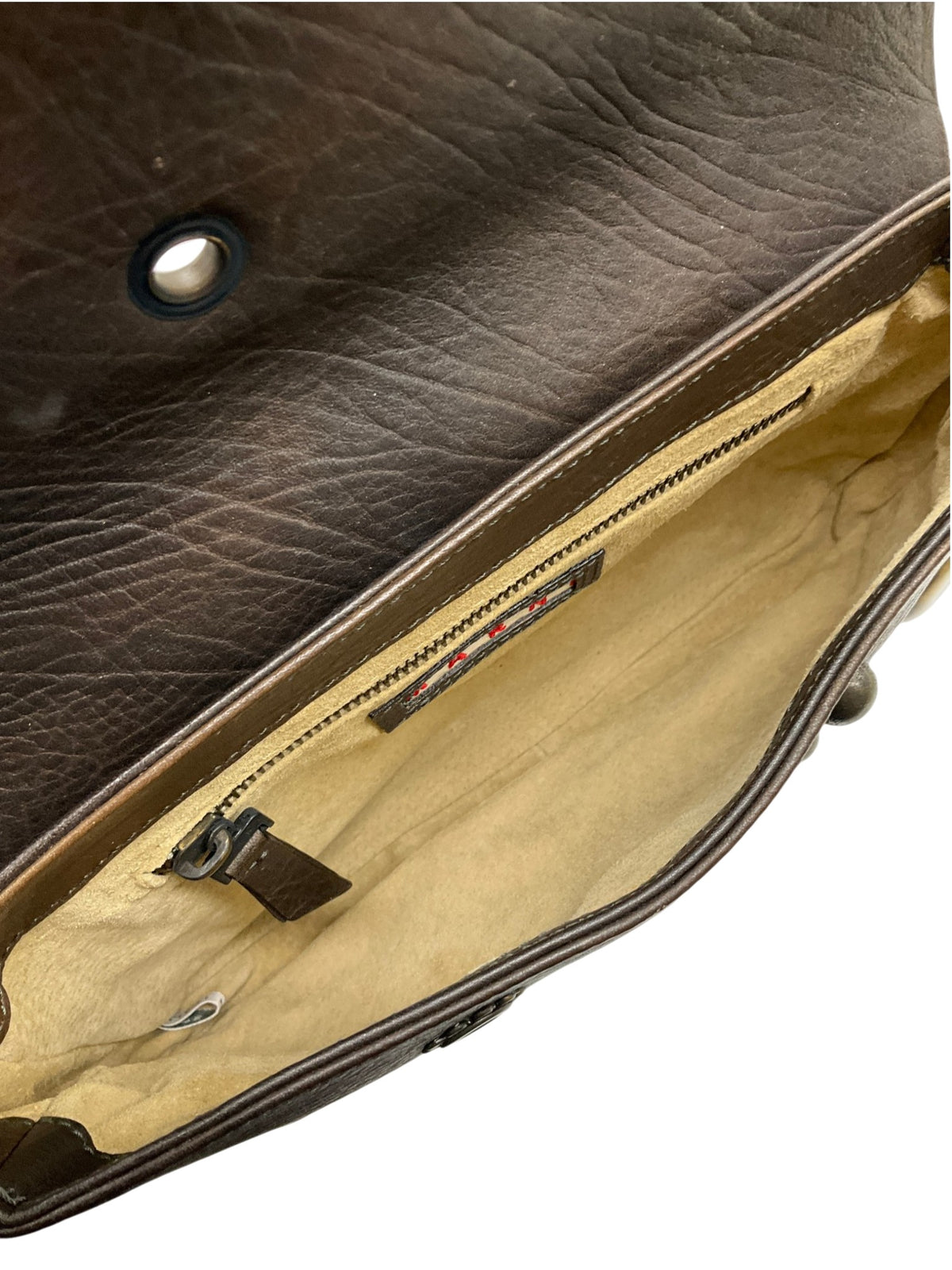 Marni Brown Leather Grommet Crossbody Bag