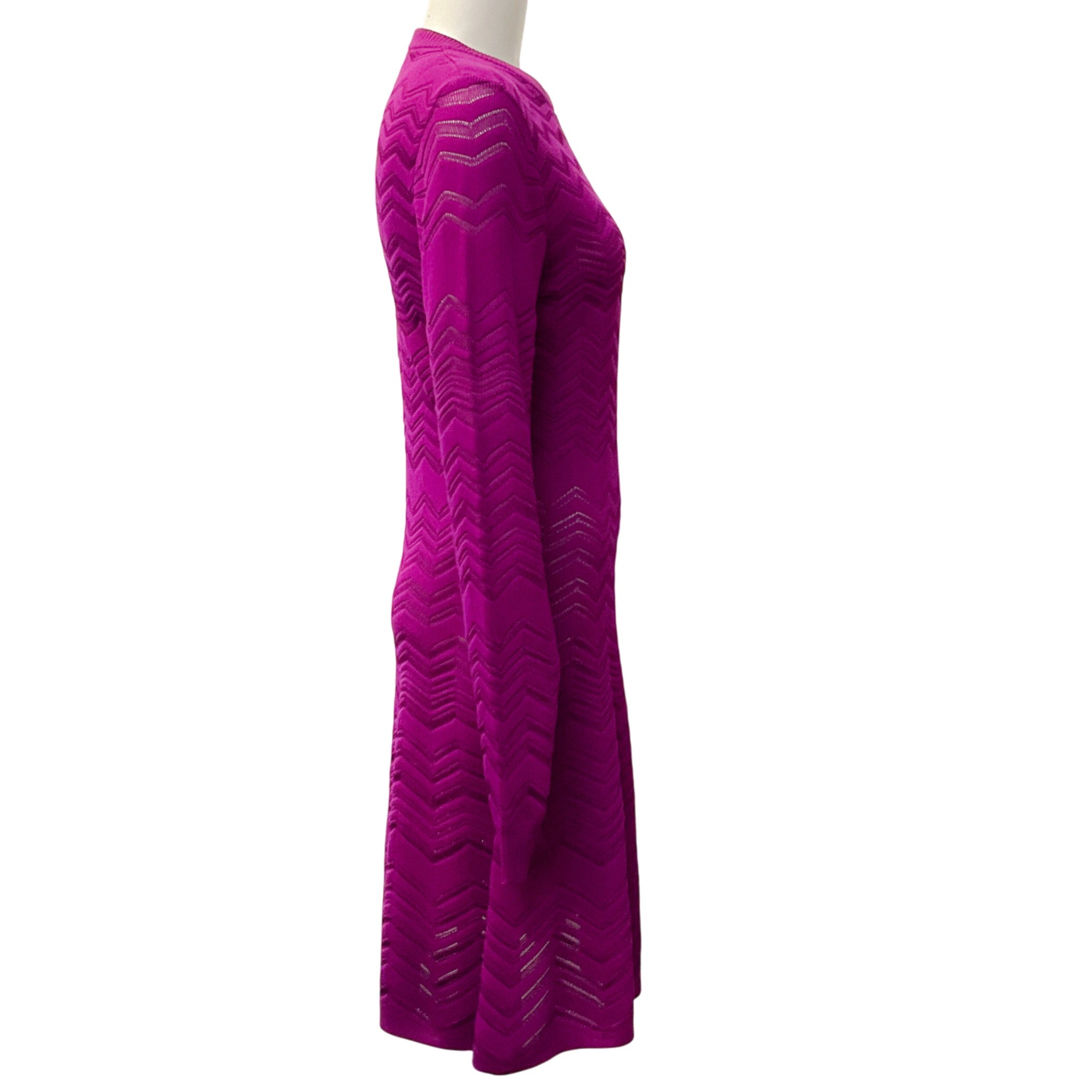 Missoni Magenta Wool Chevron Knit Dress