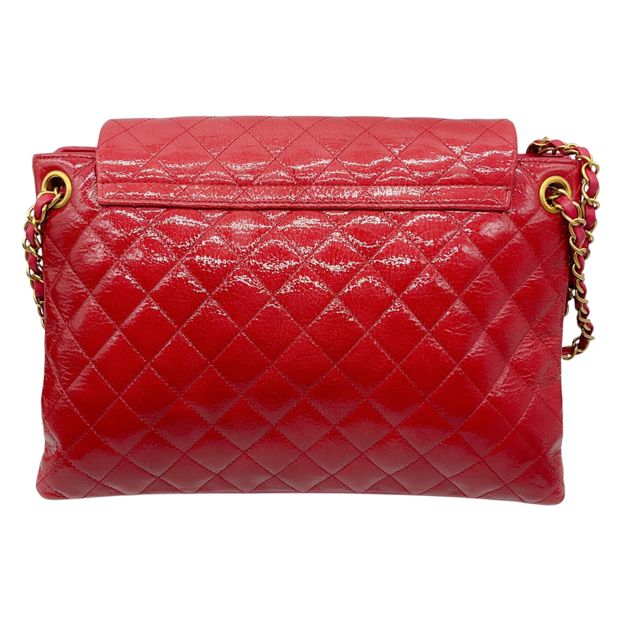 Chanel Rose 2016 Quilted Patent Leather and Leather Large Shopping Handbag 30cm