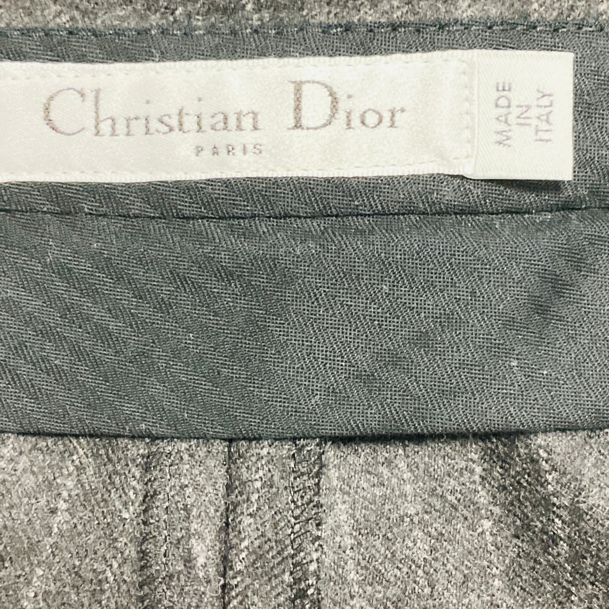 Christian Dior Charcoal Grey Pinstriped Wool Pants