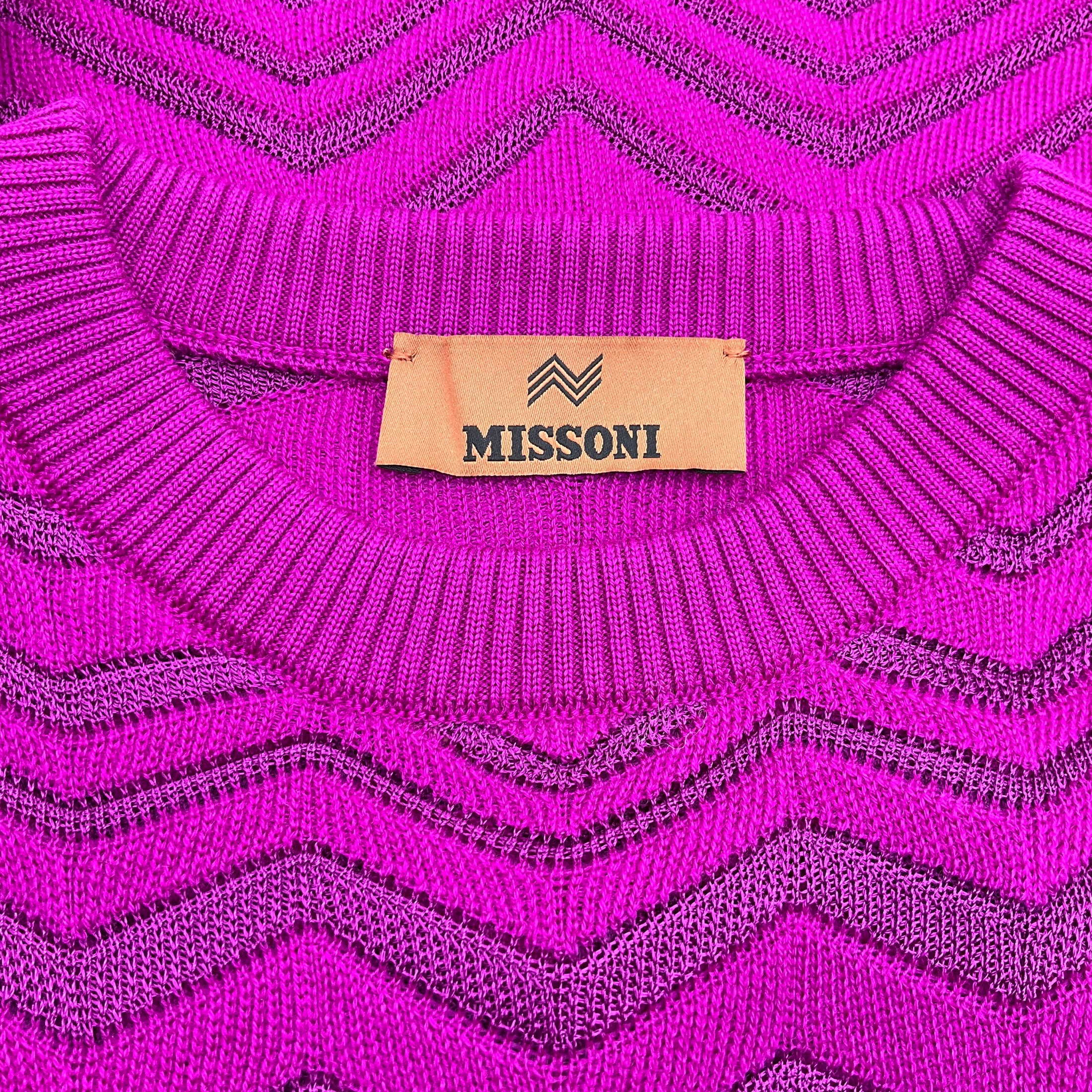 Missoni Magenta Wool Chevron Knit Dress