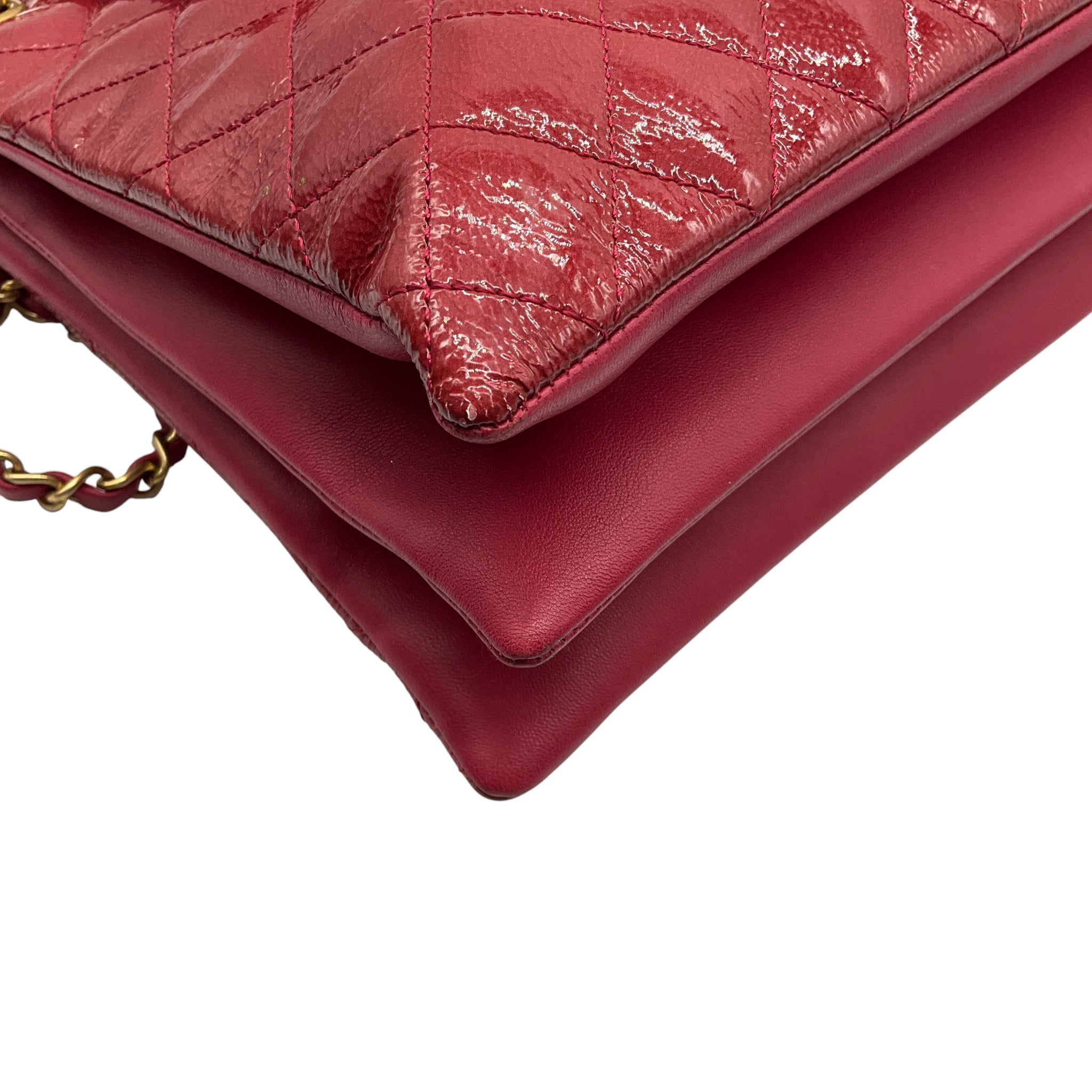 Chanel Rose 2016 Quilted Patent Leather and Leather Large Shopping Handbag 30cm