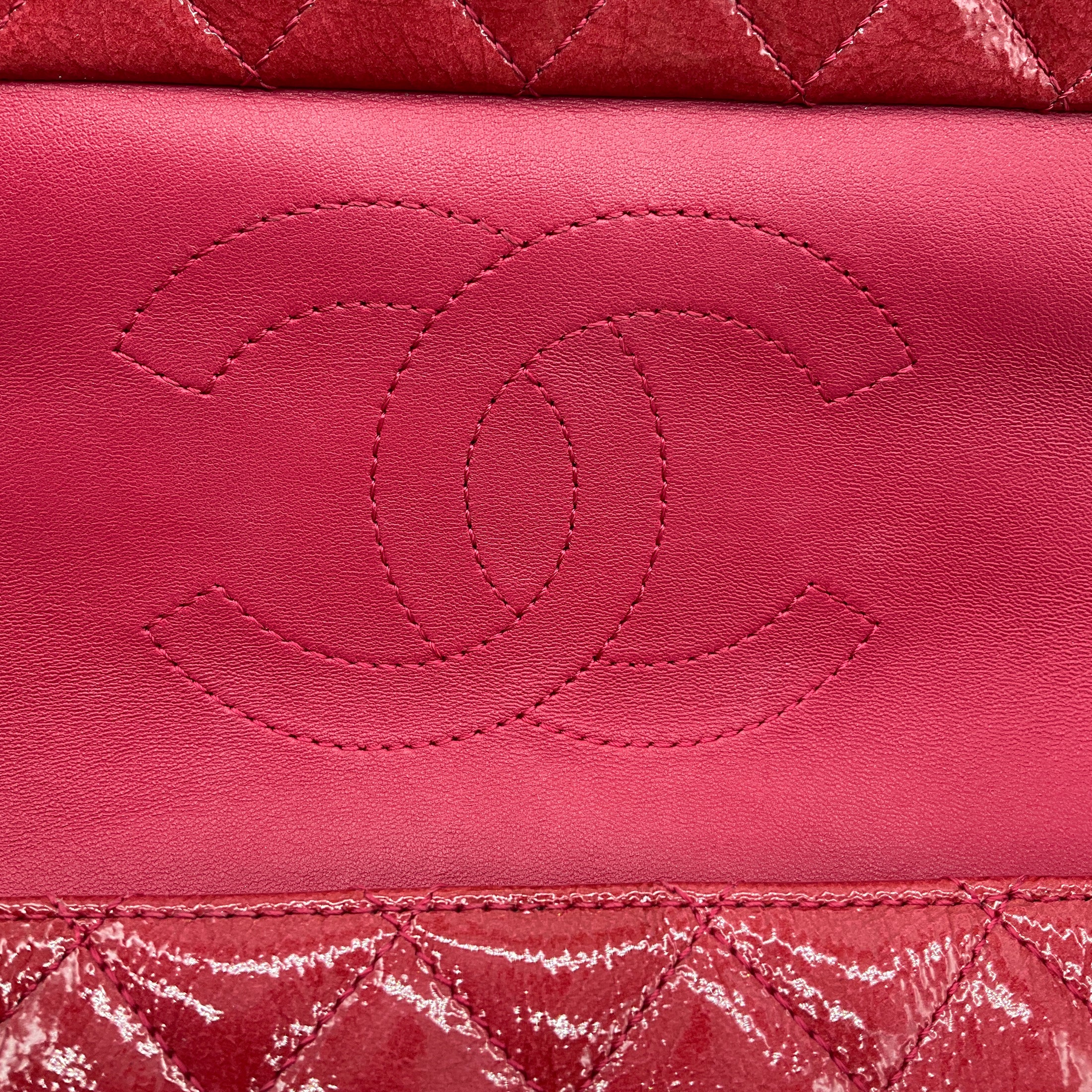 Chanel Rose 2016 Quilted Patent Leather and Leather Large Shopping Handbag 30cm