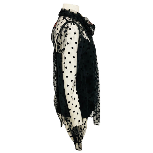 Costarellos Black Pussy Bow Point D'Esprit Blouse