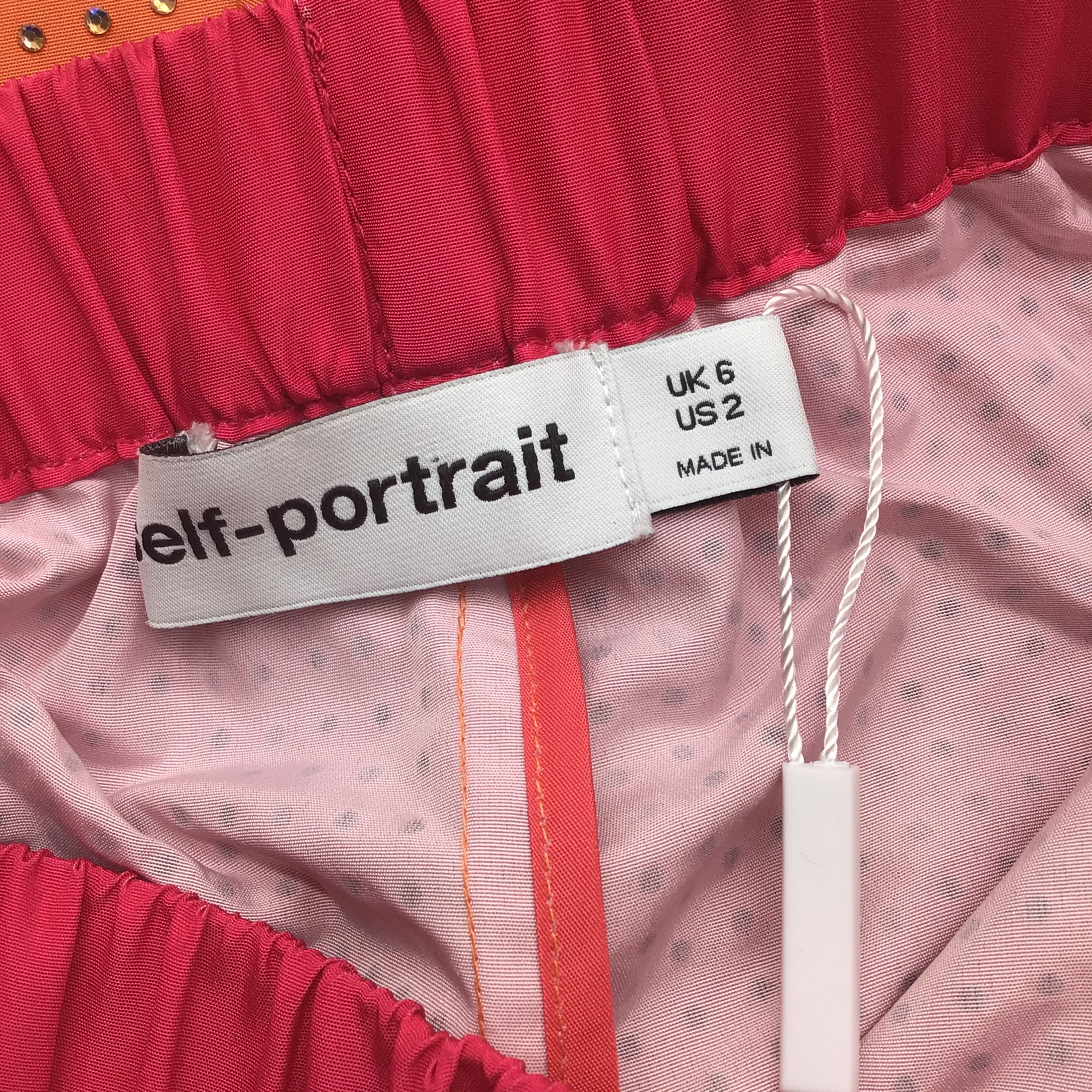 Self-Portrait Pink Hotfix Taffeta Shorts
