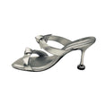 Load image into Gallery viewer, Alexandre Birman Silver Metallic Bow Detail Clarita Square 85 Leather Sandal
