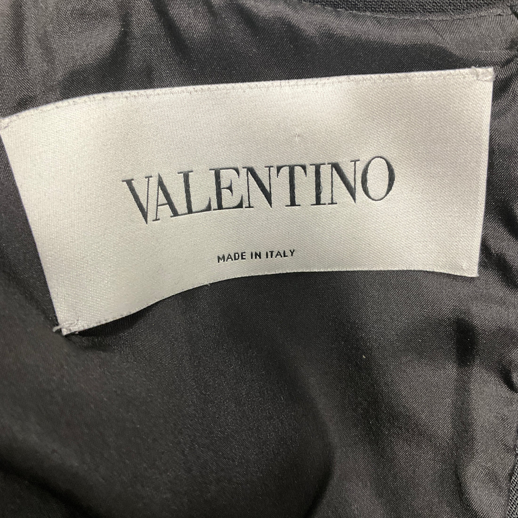 Valentino Black Short Sleeved Wool and Silk Crepe Dress