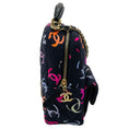 Load image into Gallery viewer, Chanel Navy Multi Classic CC Chain Pocket CC Logo Printed Quilted Fabric Mini Backpack
