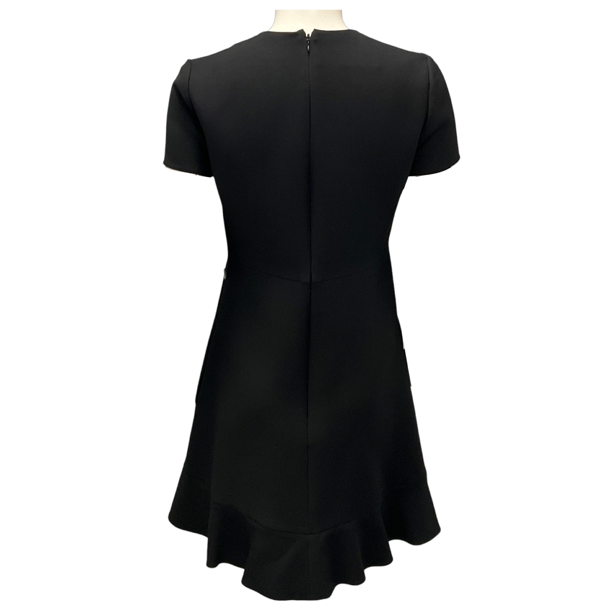 Valentino Black Short Sleeved Wool and Silk Crepe Dress