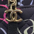 Load image into Gallery viewer, Chanel Navy Multi Classic CC Chain Pocket CC Logo Printed Quilted Fabric Mini Backpack
