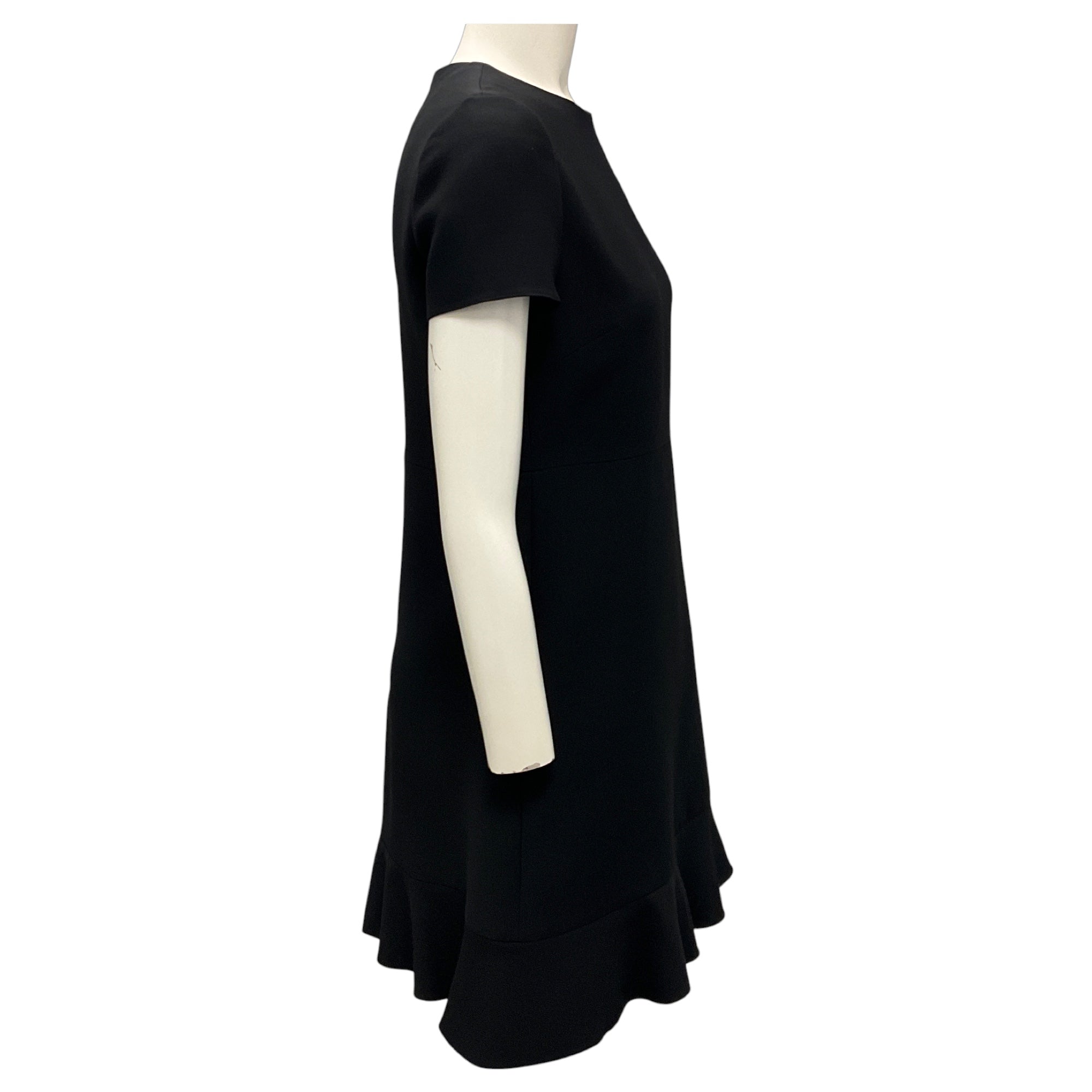 Valentino Black Short Sleeved Wool and Silk Crepe Dress