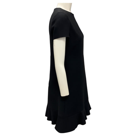 Valentino Black Short Sleeved Wool and Silk Crepe Dress