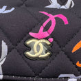 Load image into Gallery viewer, Chanel Navy Multi Classic CC Chain Pocket CC Logo Printed Quilted Fabric Mini Backpack
