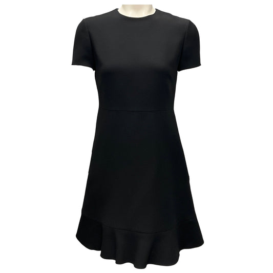 Valentino Black Short Sleeved Wool and Silk Crepe Dress