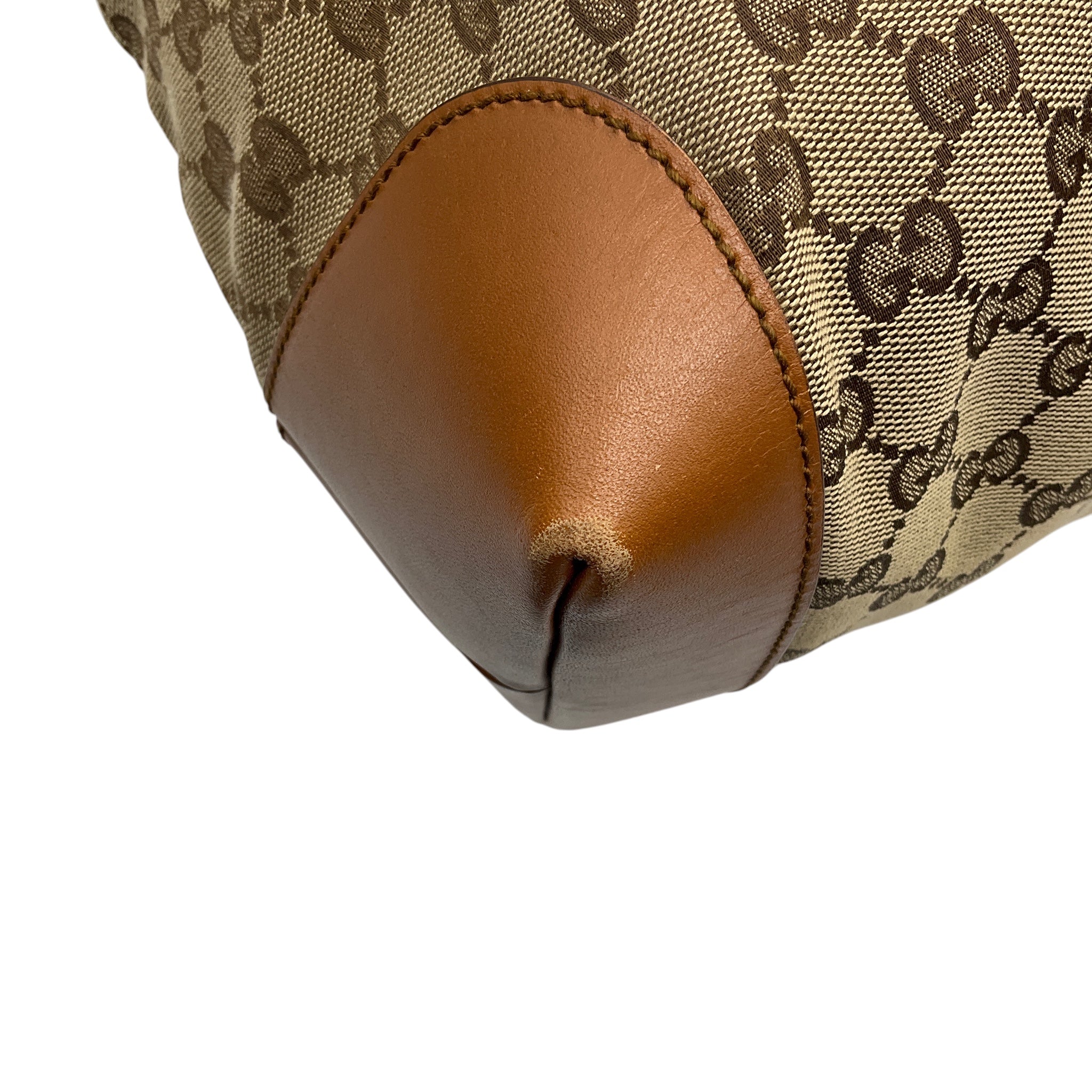 Gucci Beige / Brown Supreme GG Canvas Ophidia Tote Handbag with Tan Leather Trim