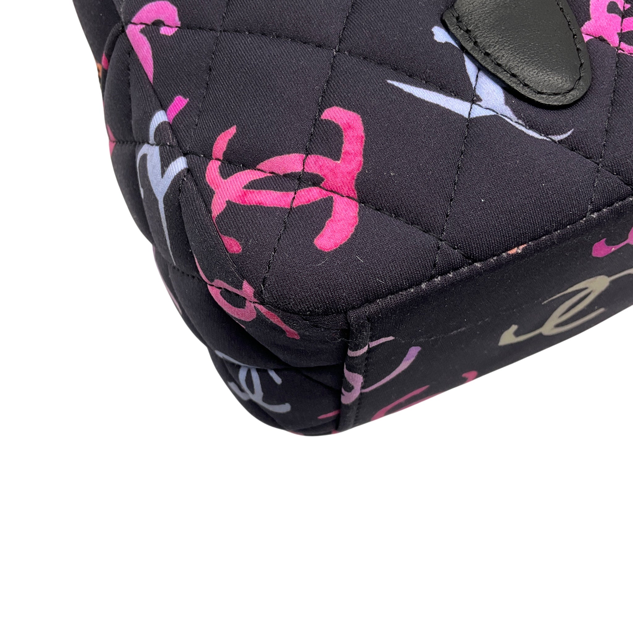 Chanel Navy Multi Classic CC Chain Pocket CC Logo Printed Quilted Fabric Mini Backpack