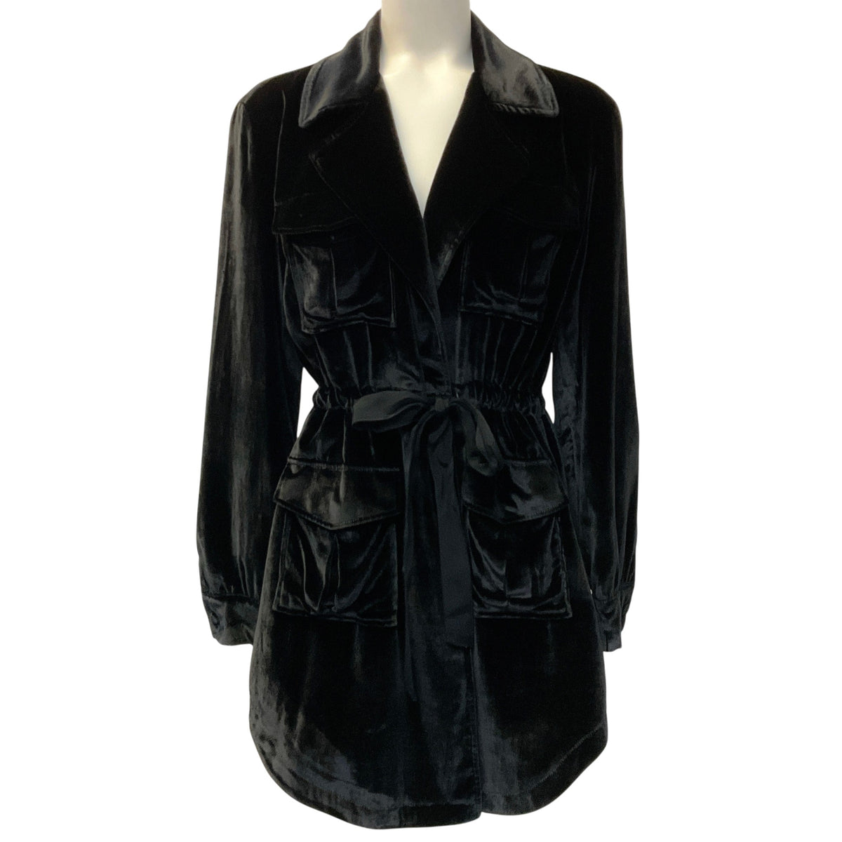Cinq à Sept Black Velvet Drawstring Waist Jacket
