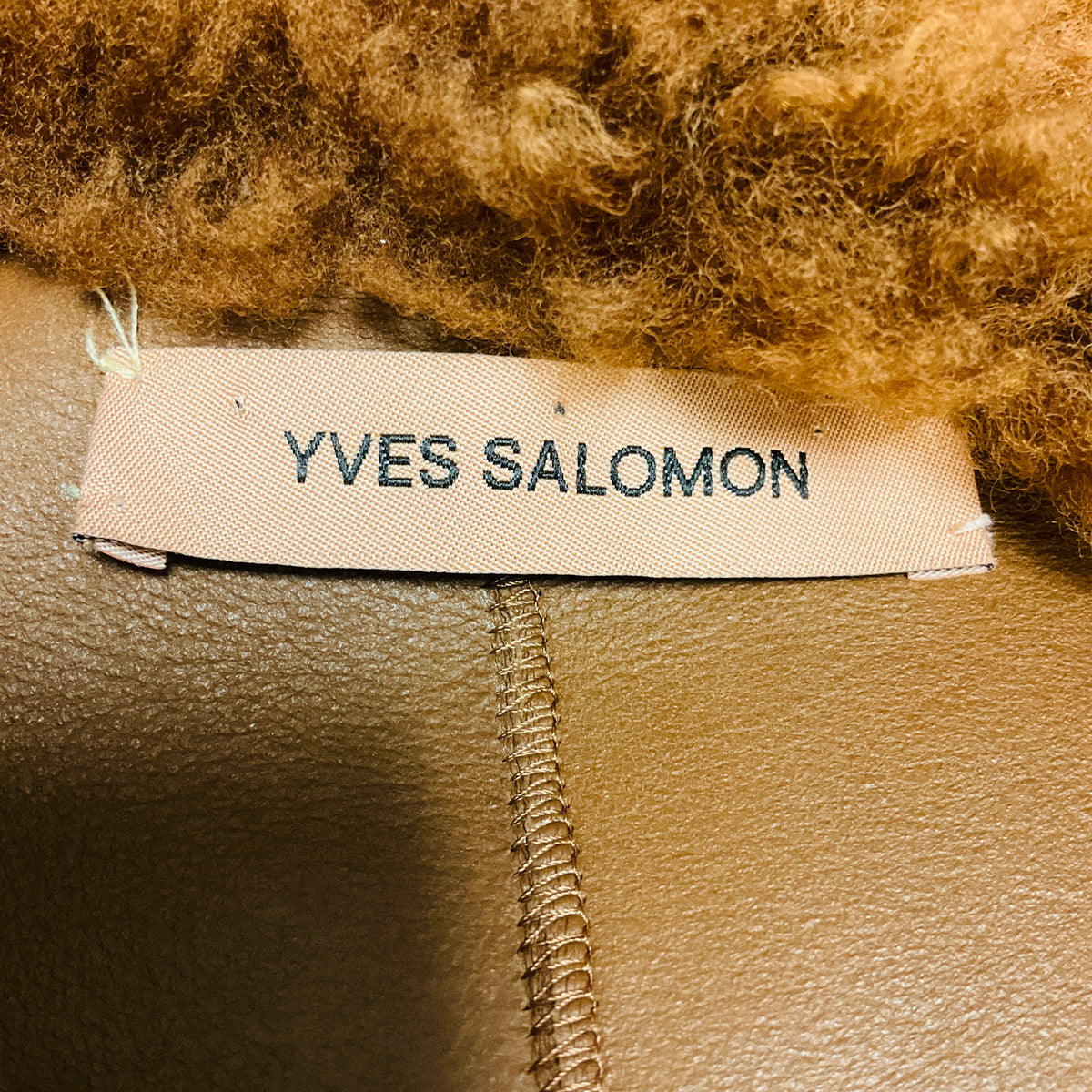 Yves Salomon Cognac Lamb Shearling Coat