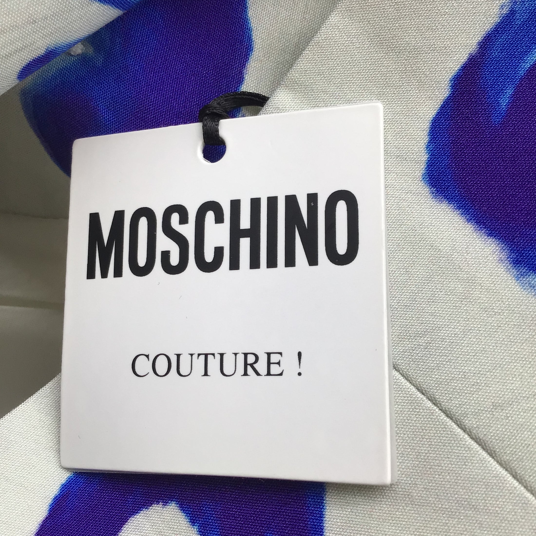 Moschino Couture Ivory / Blue / Yellow Multi Printed Crepe Blazer