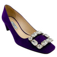 Load image into Gallery viewer, Prada Purple Suede Pumps with Crystal Embellishment

