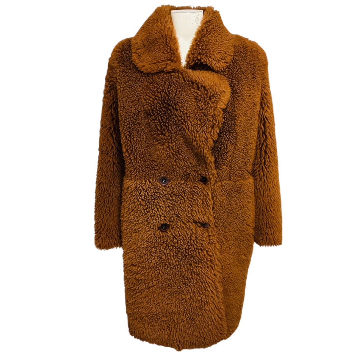 Yves Salomon Cognac Lamb Shearling Coat