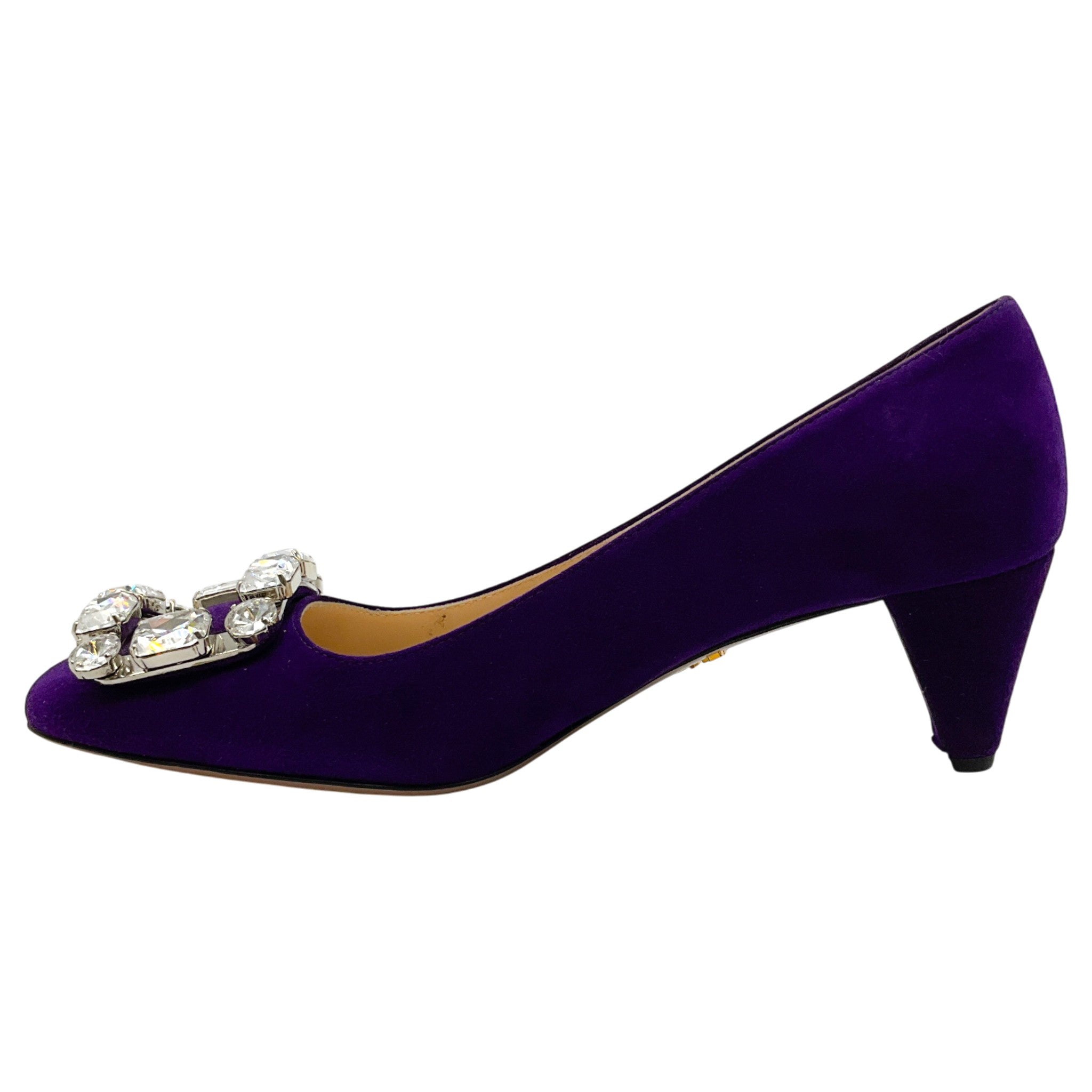 Prada Purple Suede Pumps with Crystal Embellishment