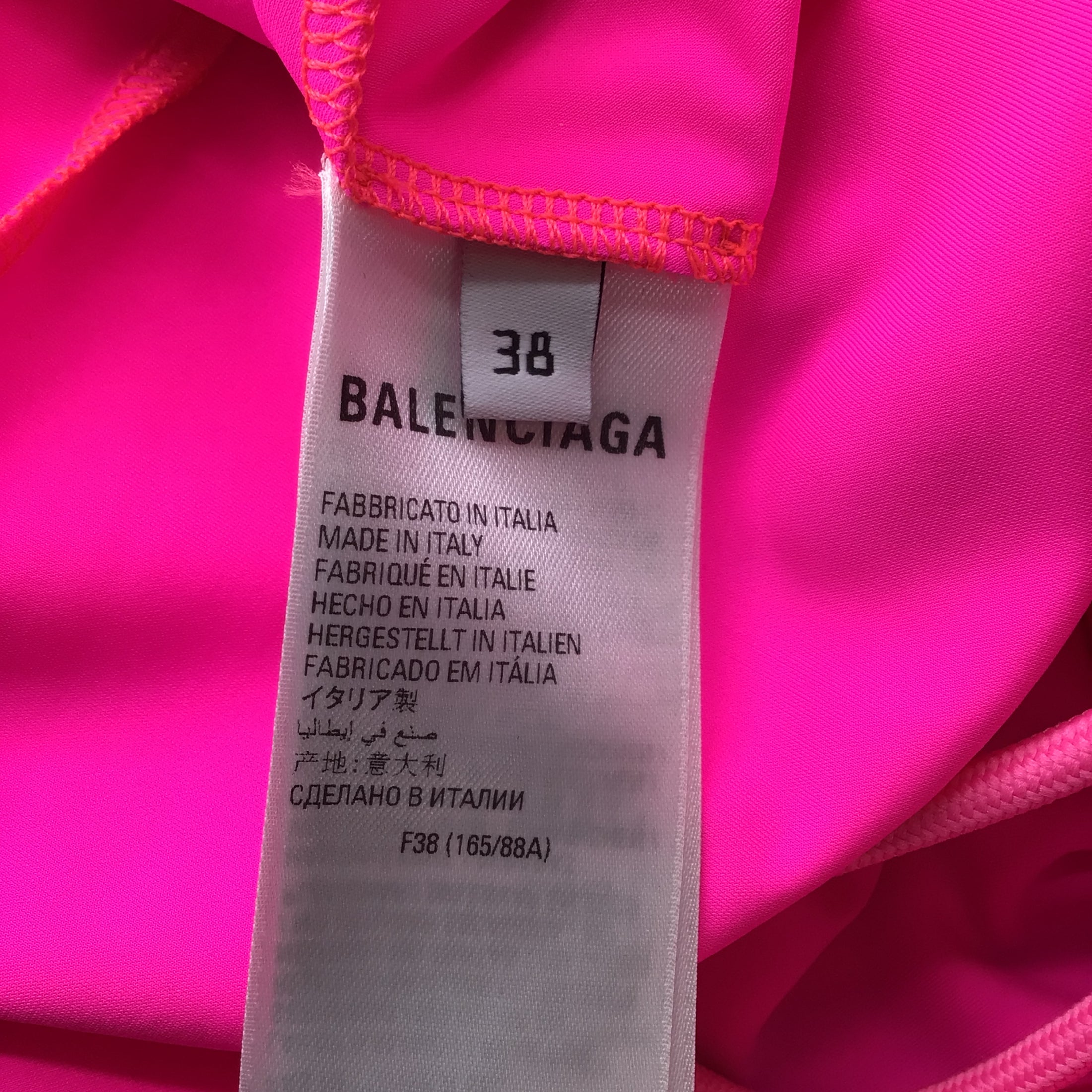Balenciaga Hot Pink Drawstring Detail Ruched Fitted Long Sleeved Mini Dress
