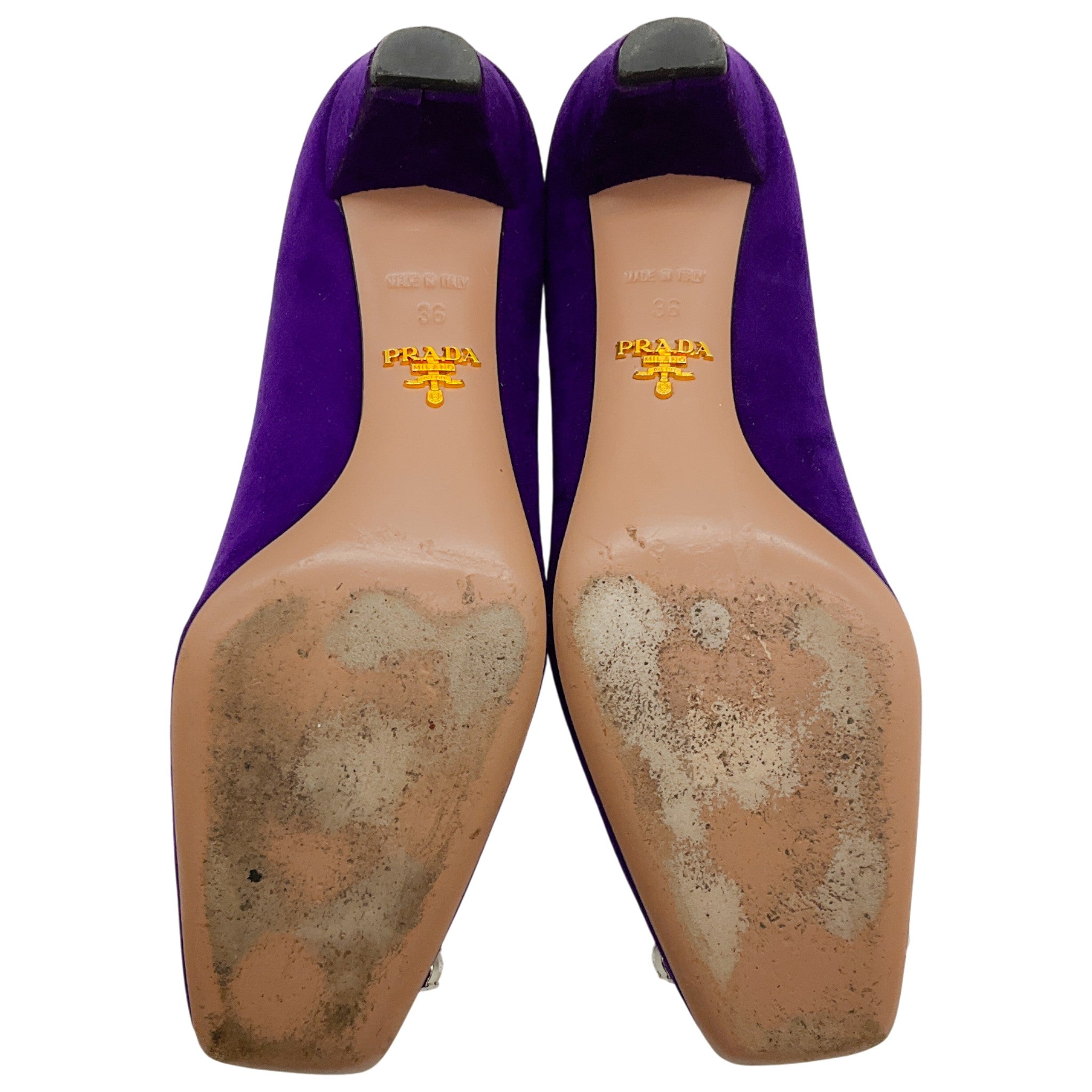 Prada Purple Suede Pumps with Crystal Embellishment