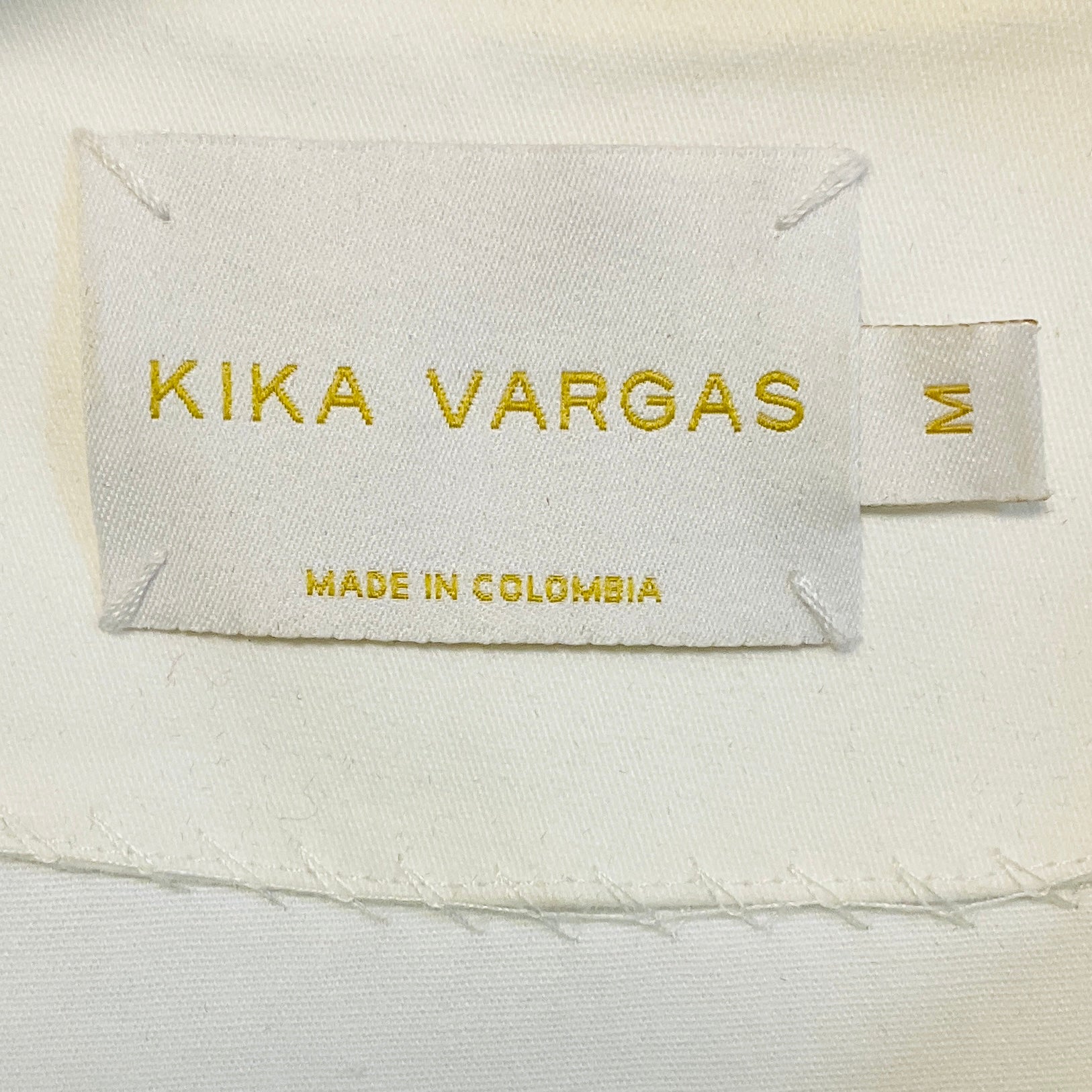 Kika Vargas White Ruffle Trim Cotton Stretch Midi Dress