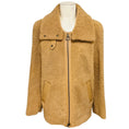 Load image into Gallery viewer, Akris Tan Lamb Shearling Zip Front Coat 
