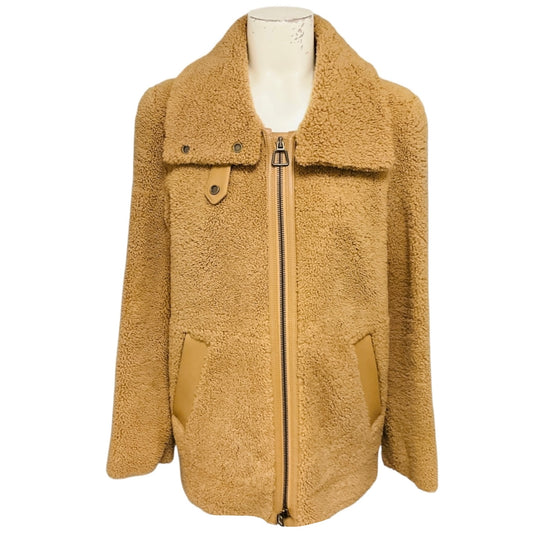 Akris Tan Lamb Shearling Zip Front Coat 