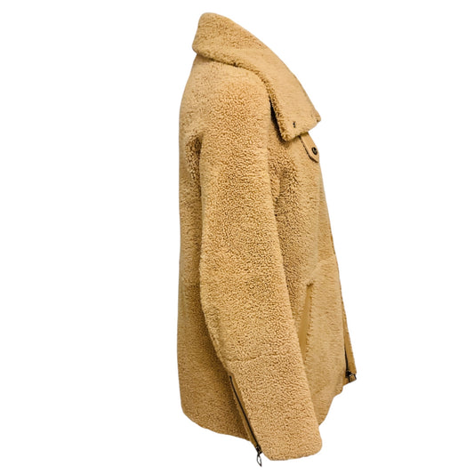 Akris Tan Lamb Shearling Zip Front Jacket