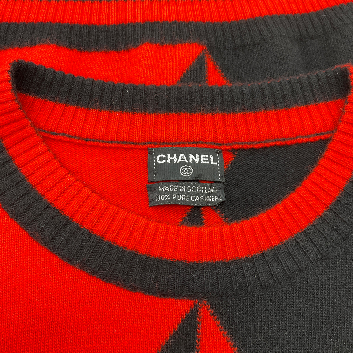 Chanel Vintage Red / Black Cashmere Sweater