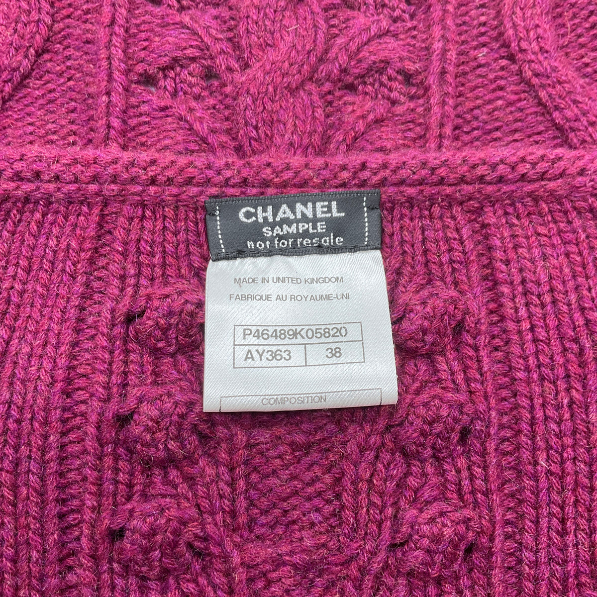 Chanel Magenta Cashmere Cardigan Sweater