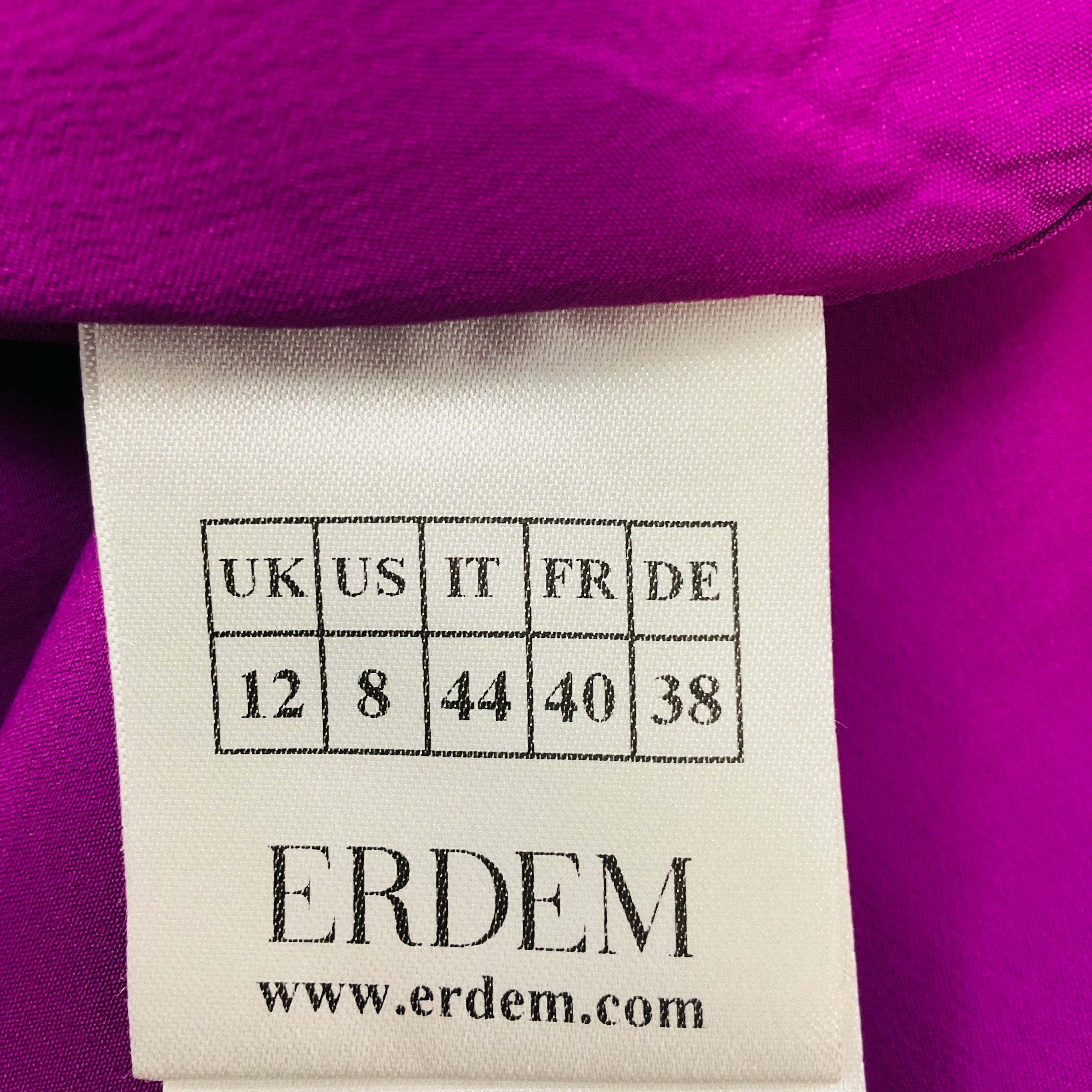Erdem Magenta Maxine Floral Print Hammered Satin Midi Dress