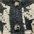 Load image into Gallery viewer, Chanel Green / White / Black Paris-Manchester 2024 Metiers d’Art Houndstooth Wool and Cashmere Knit Sweater Jacket with CC Logo Buttons
