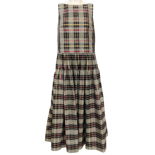 Molly Goddard Black / Gold Plaid Sleeveless Dress