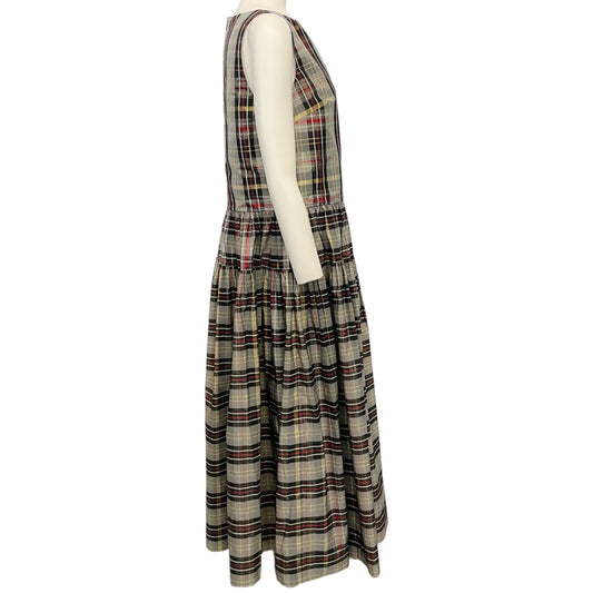 Molly Goddard Black / Gold Plaid Sleeveless Dress