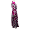 Load image into Gallery viewer, Erdem Magenta Maxine Floral Print Hammered Satin Midi Dress
