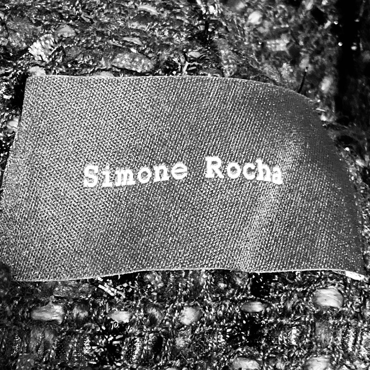 Simone Rocha Black Sleeveless Flared Boucle Tweed Cocktail Dress