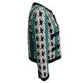 Load image into Gallery viewer, Chanel Green / White / Black Paris-Manchester 2024 Metiers d’Art Houndstooth Wool and Cashmere Knit Sweater Jacket with CC Logo Buttons
