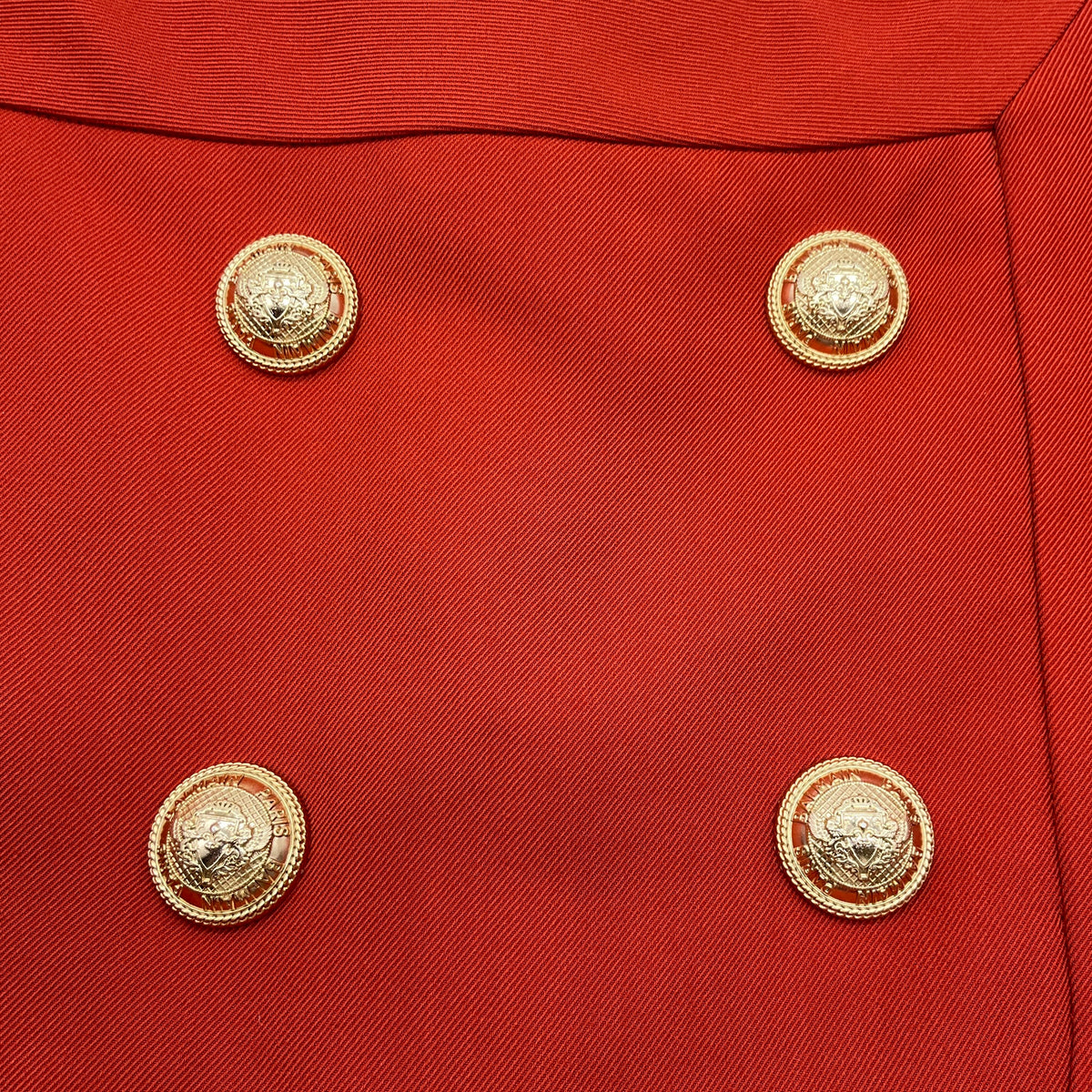 Balmain Rust Wool Skirt with Gold Buttons