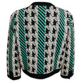 Load image into Gallery viewer, Chanel Green / White / Black Paris-Manchester 2024 Metiers d’Art Houndstooth Wool and Cashmere Knit Sweater Jacket with CC Logo Buttons
