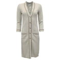 Load image into Gallery viewer, Chanel Heather Grey Long Cashmere Cardigan with Pearl and Strass Details
