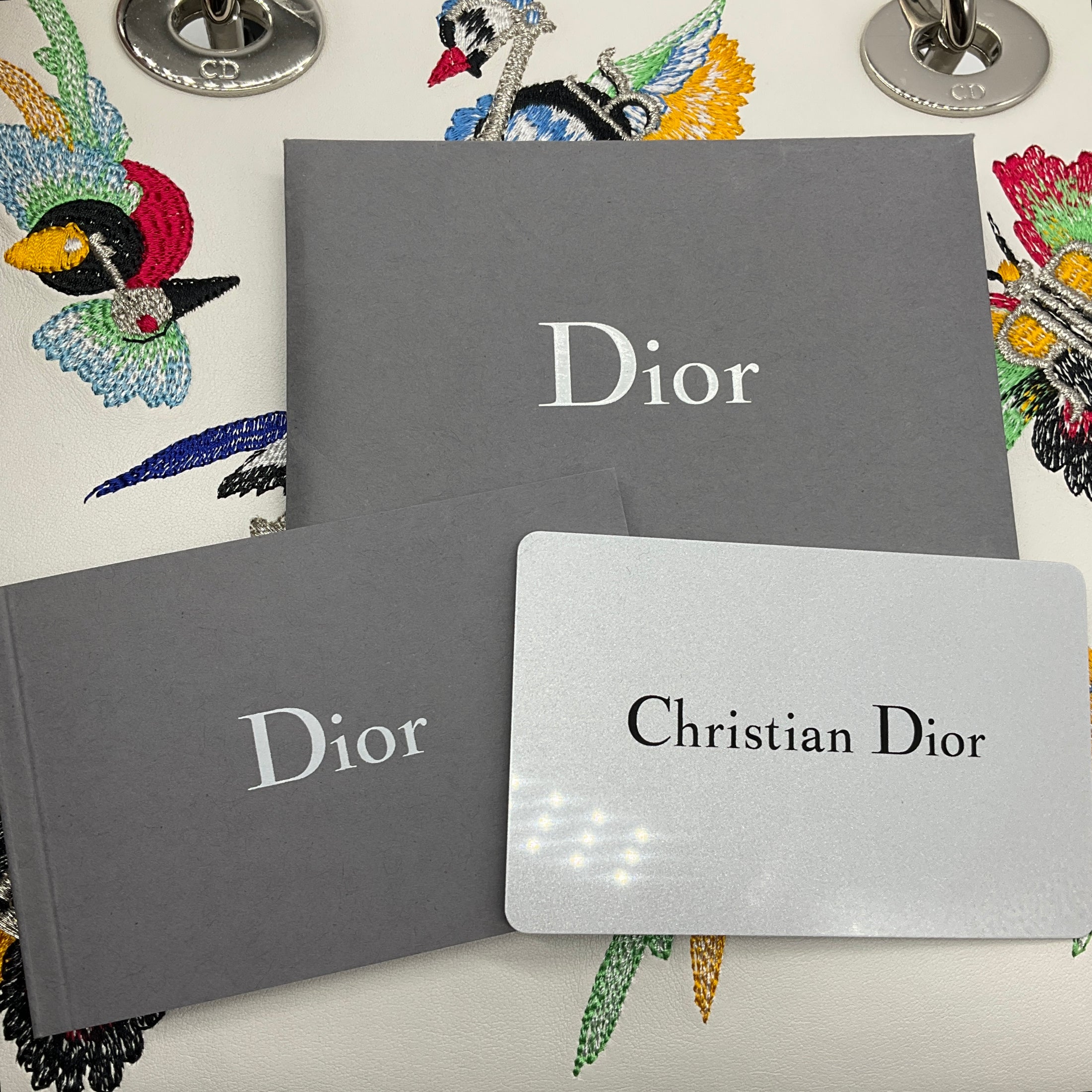 Christian Dior White Multicolor Animals Embroidered Smooth Calfskin Medium Lady Dior Bag