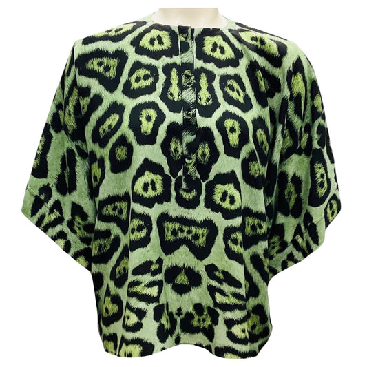 Givenchy Green / Black Animal Print Silk Blouse