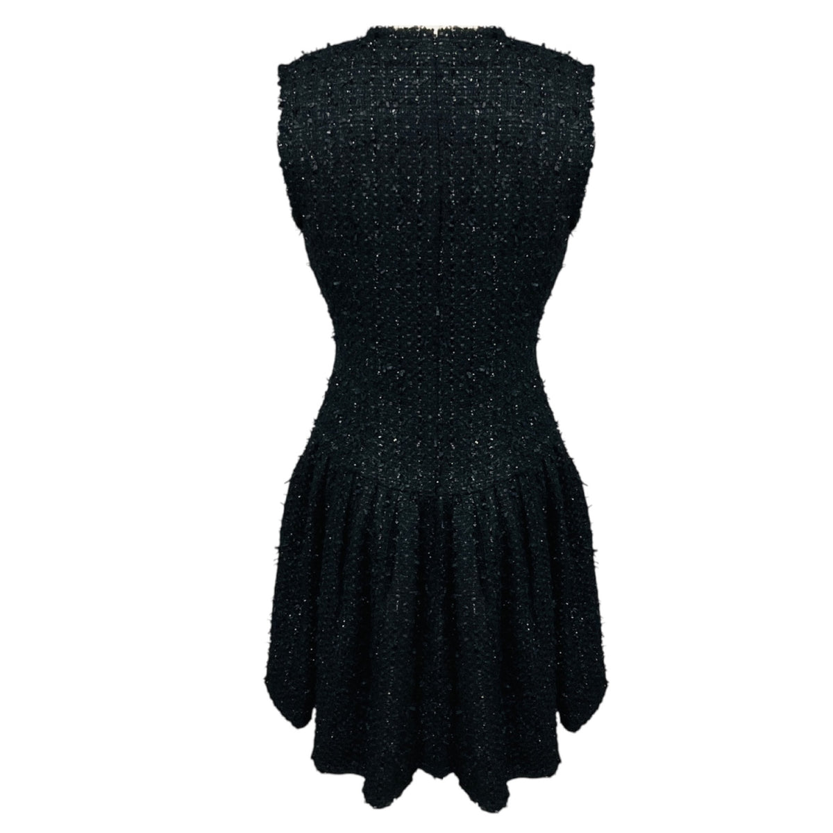 Simone Rocha Black Sleeveless Flared Boucle Tweed Cocktail Dress