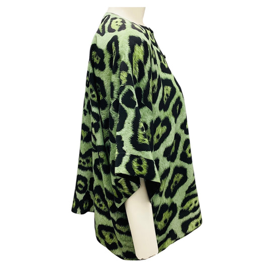 Givenchy Green / Black Animal Print Silk Blouse