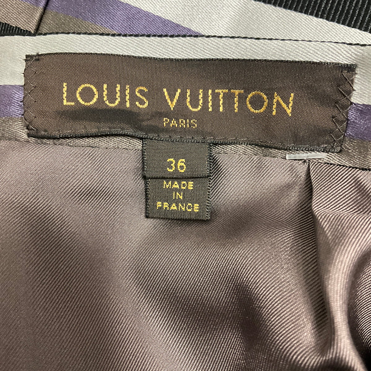 Louis Vuitton Purple / Black Multi Striped Silk Skirt